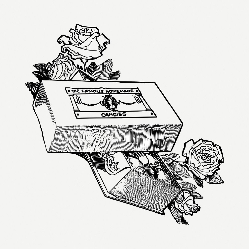 Valentine's gift, rose drawing, vintage illustration psd. Free public domain CC0 image.