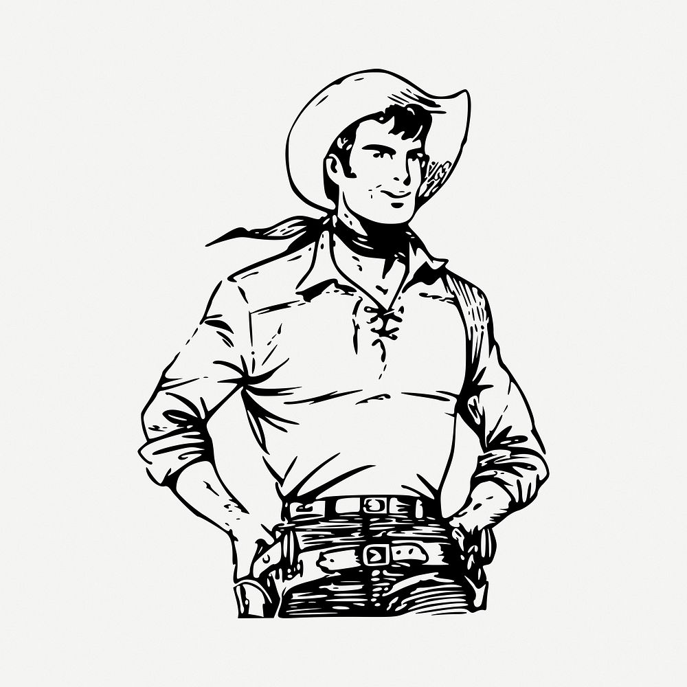 Cowboy drawing, vintage illustration psd. | Free PSD - rawpixel