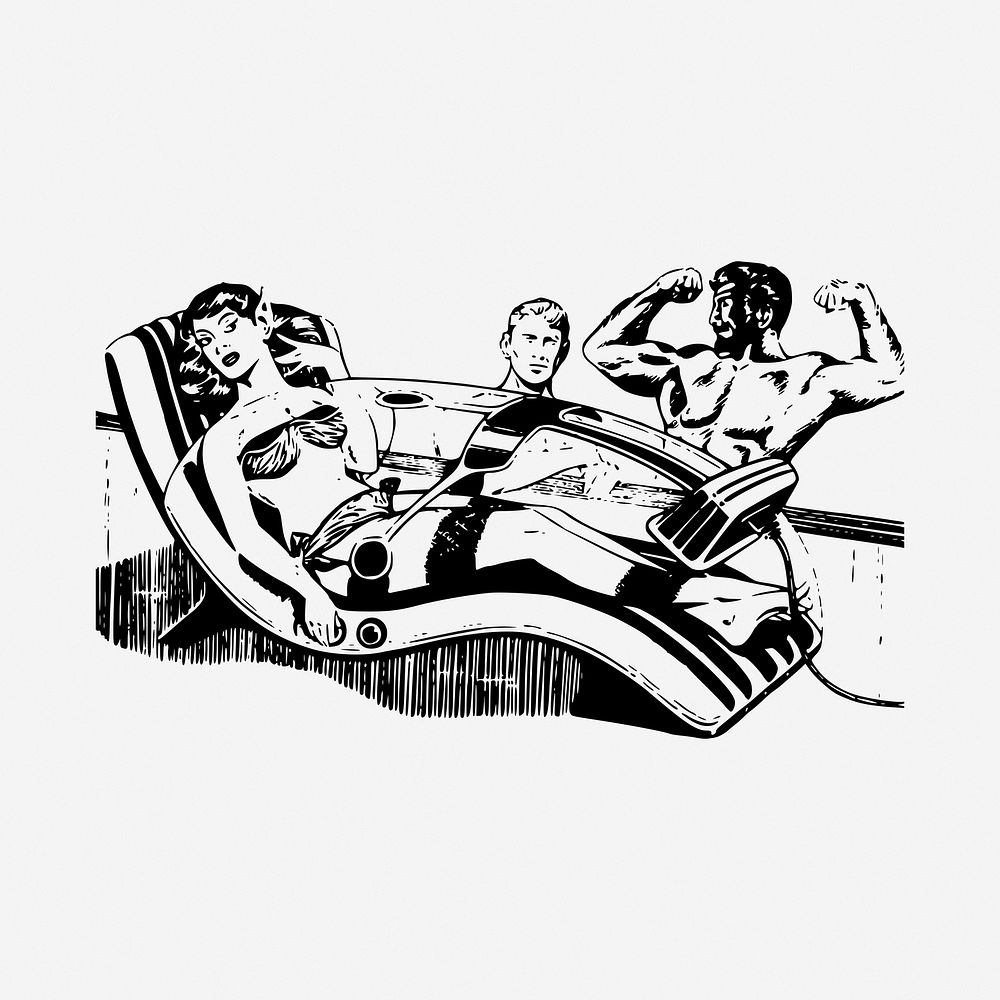 Space swimming pool drawing, vintage illustration. Free public domain CC0 image.