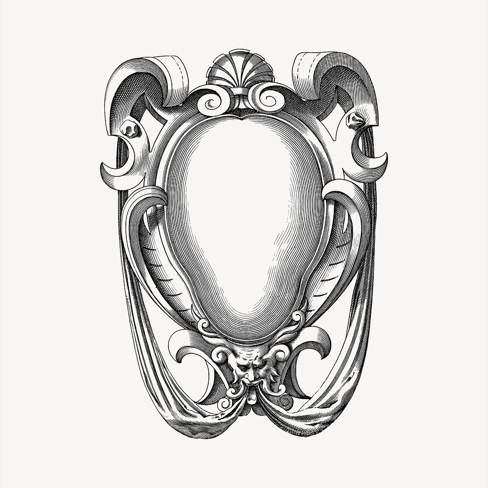 Ornamental frame  clipart, vintage hand drawn vector. Free public domain CC0 image.