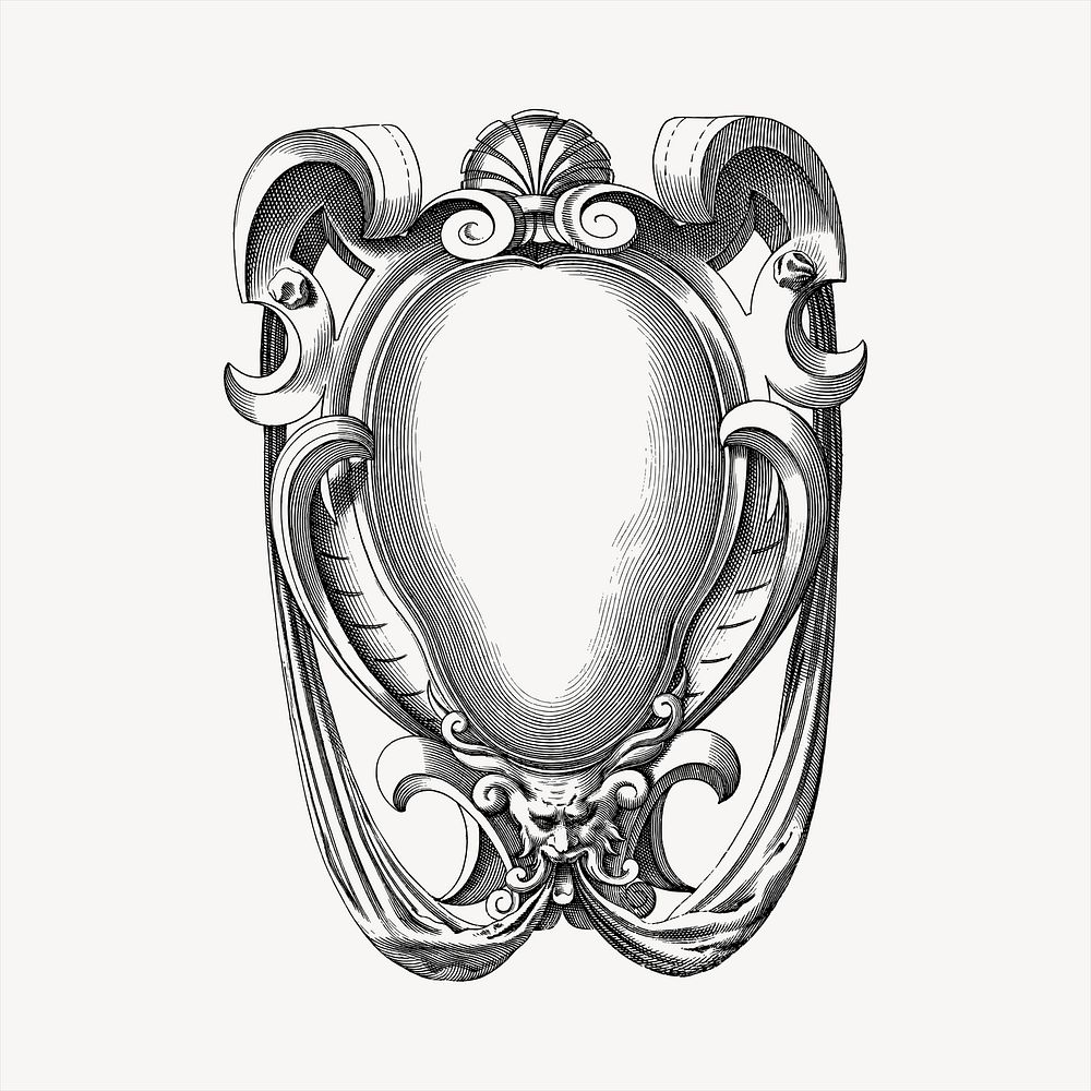 Ornamental frame clipart, vintage hand drawn vector. 