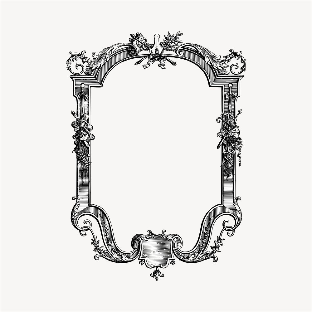 Ornamental frame  clipart, vintage hand drawn vector. Free public domain CC0 image.