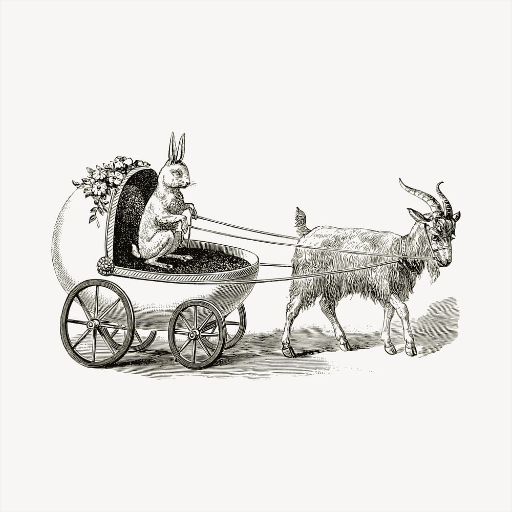 Easter carriage   clipart, vintage hand drawn vector. Free public domain CC0 image.