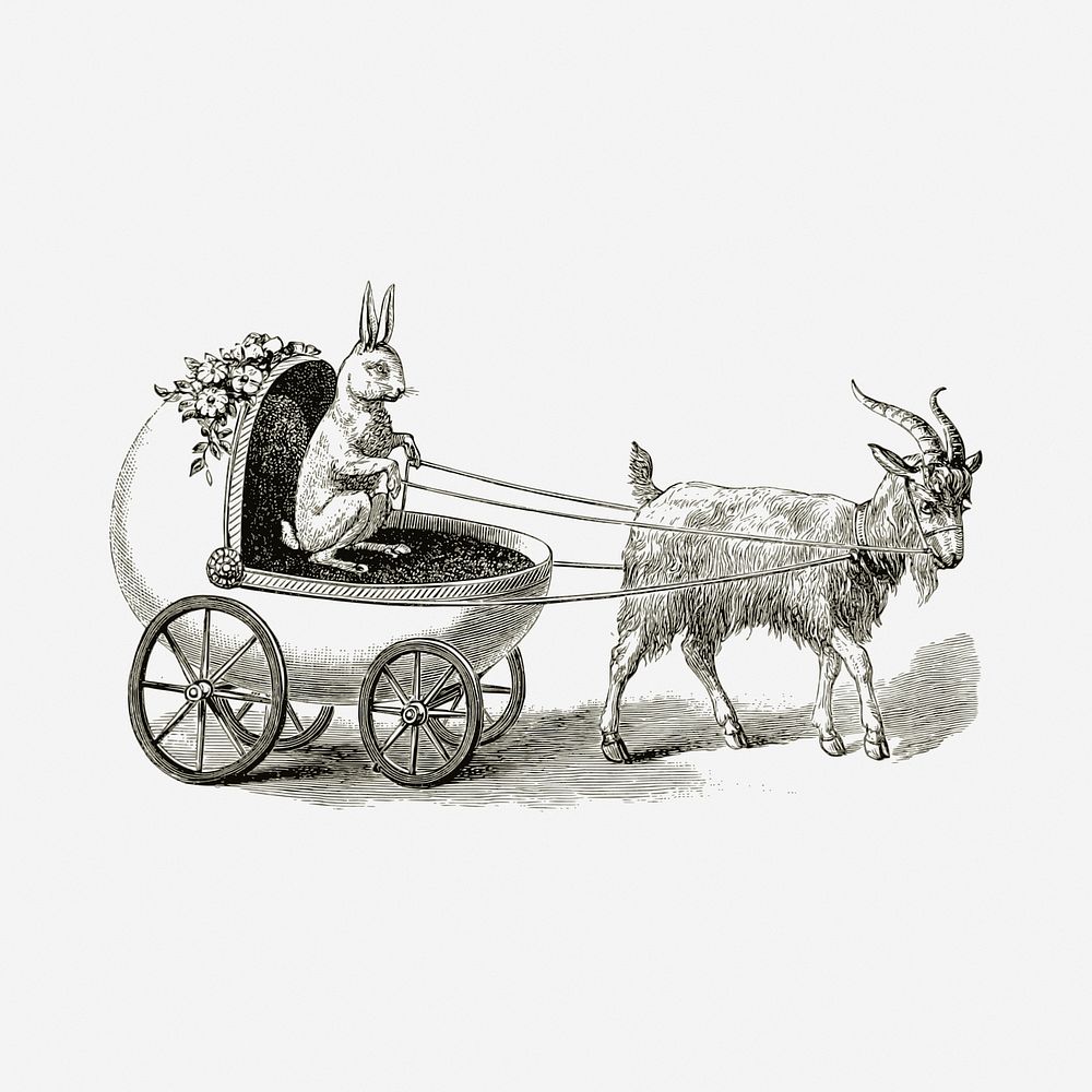 Easter carriage  drawing, vintage illustration. Free public domain CC0 image.