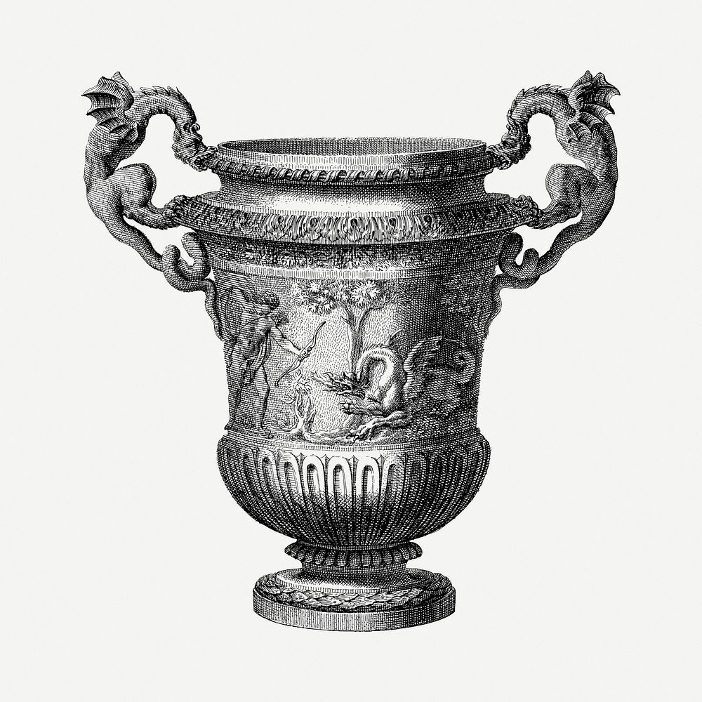 Ornate goblet drawing, vintage illustration psd. Free public domain CC0 image.