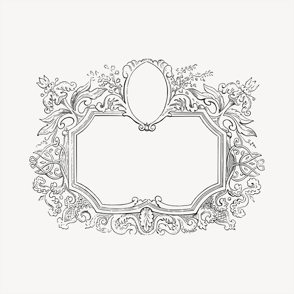 Ornamental frame  clipart, vintage hand drawn vector. Free public domain CC0 image.