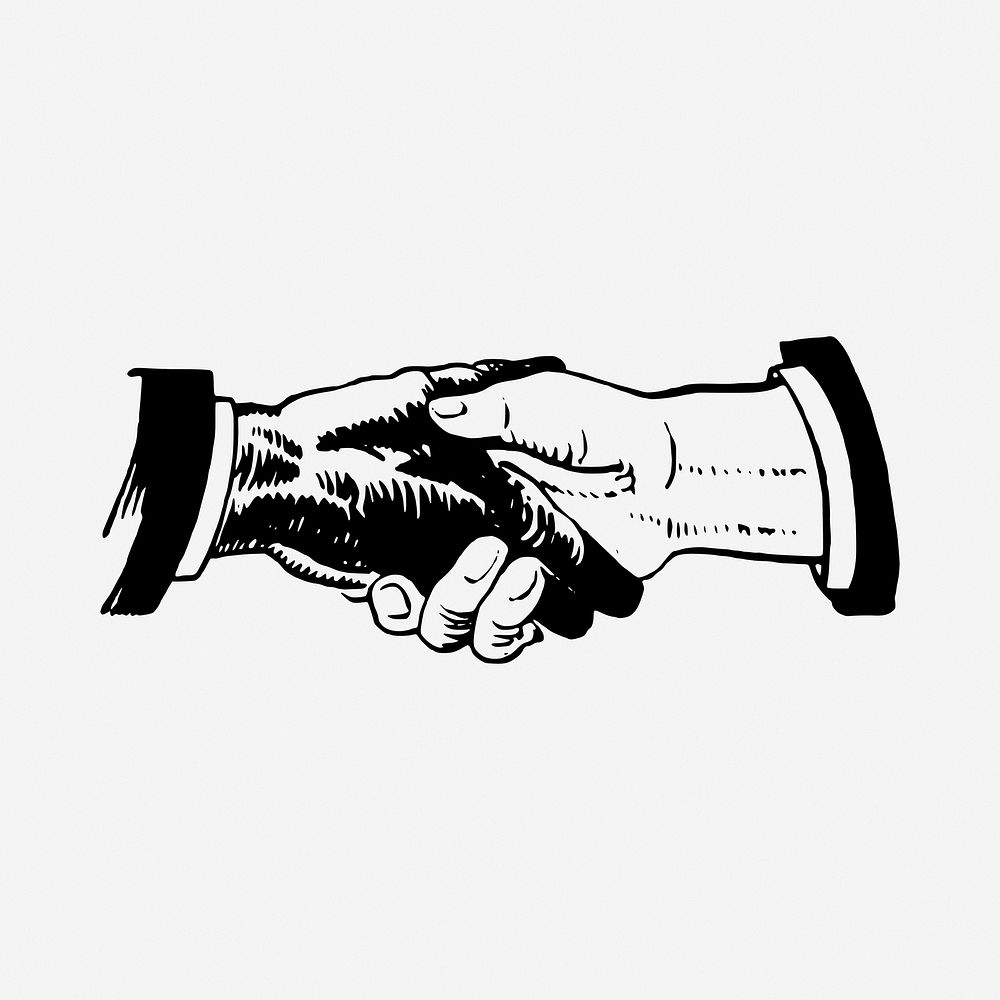 Handshake drawing, vintage illustration. Free public domain CC0 image.