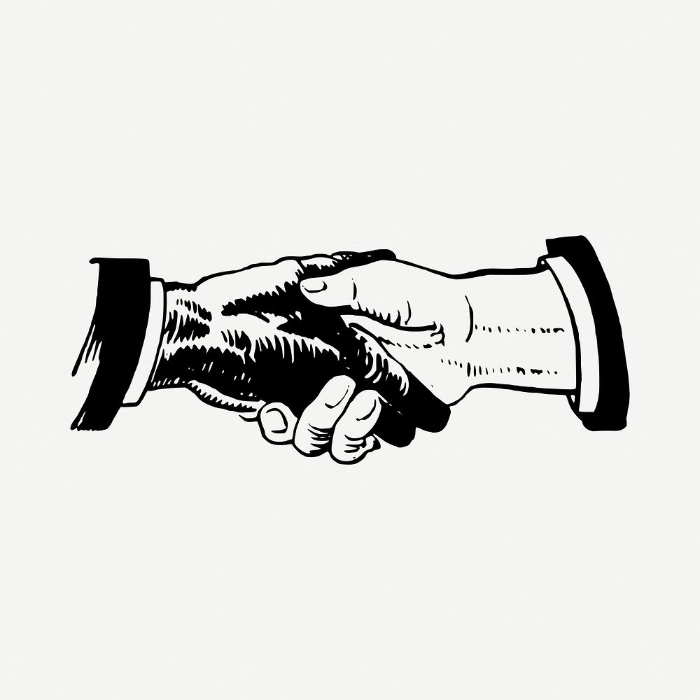 Handshake drawing, vintage illustration psd. Free public domain CC0 image.