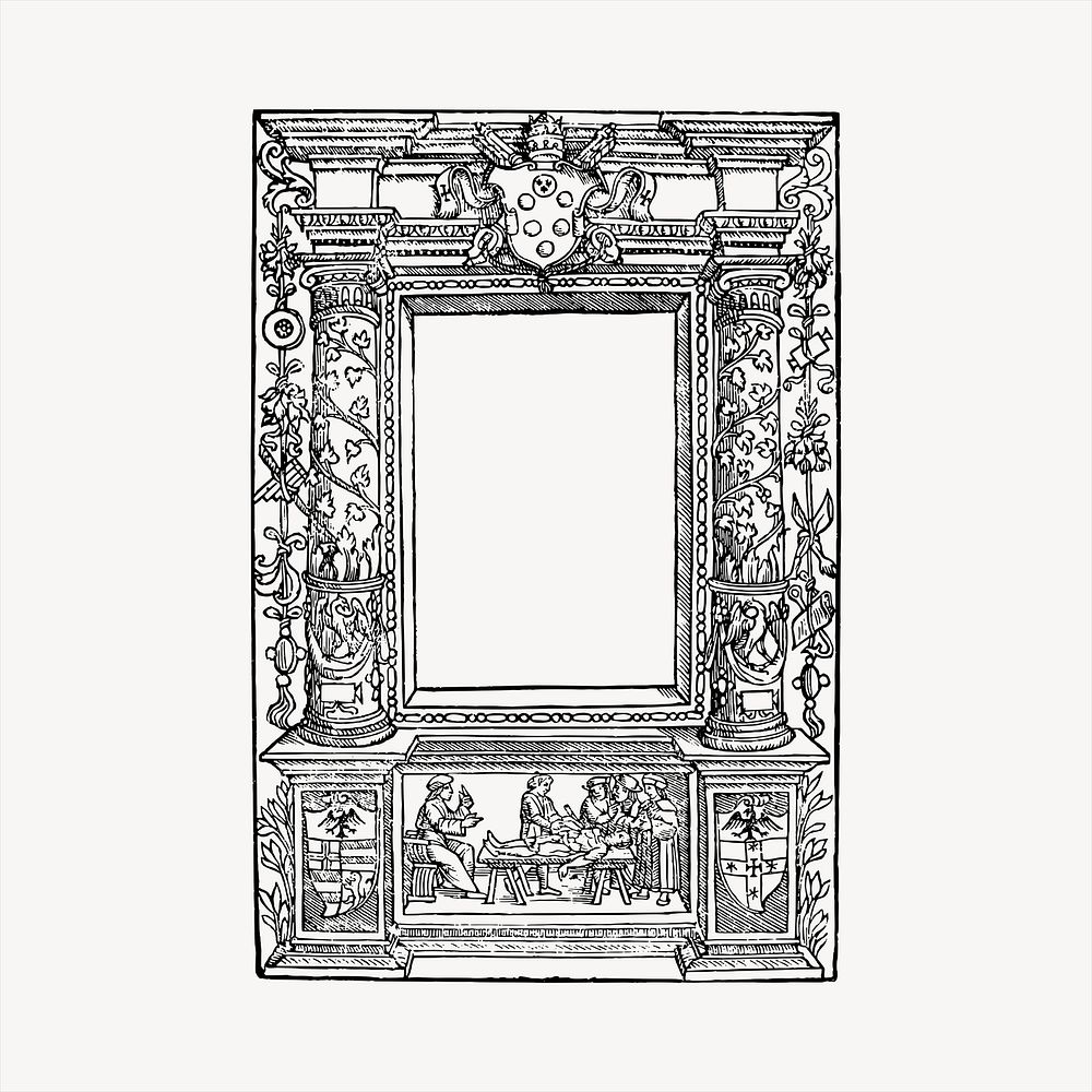 Ornamental frame  clipart, vintage hand drawn vector. Free public domain CC0 image.