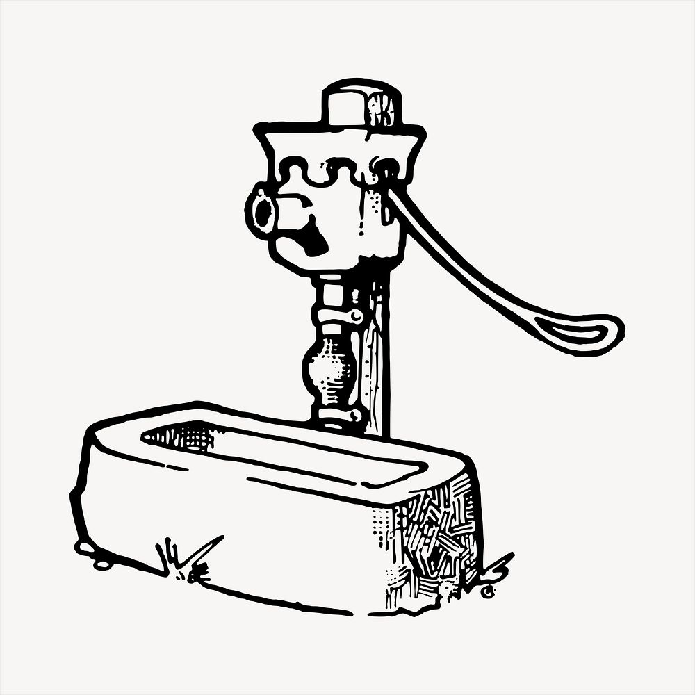 Water trough clipart, vintage hand drawn vector. Free public domain CC0 image.