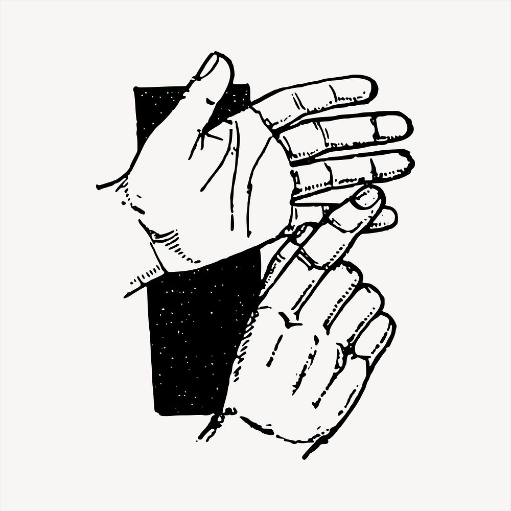 Counting hands  clipart, vintage hand drawn vector. Free public domain CC0 image.