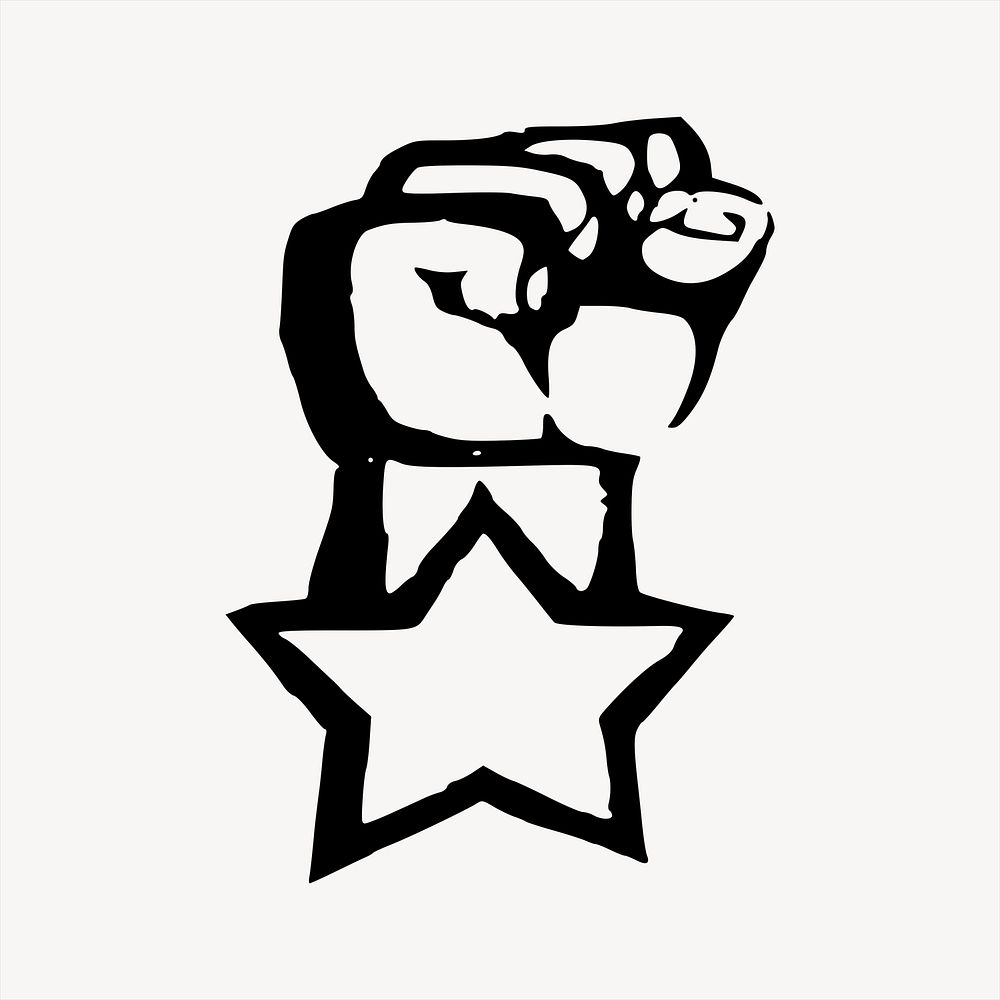 Raised fist  clipart, vintage hand drawn vector. Free public domain CC0 image.