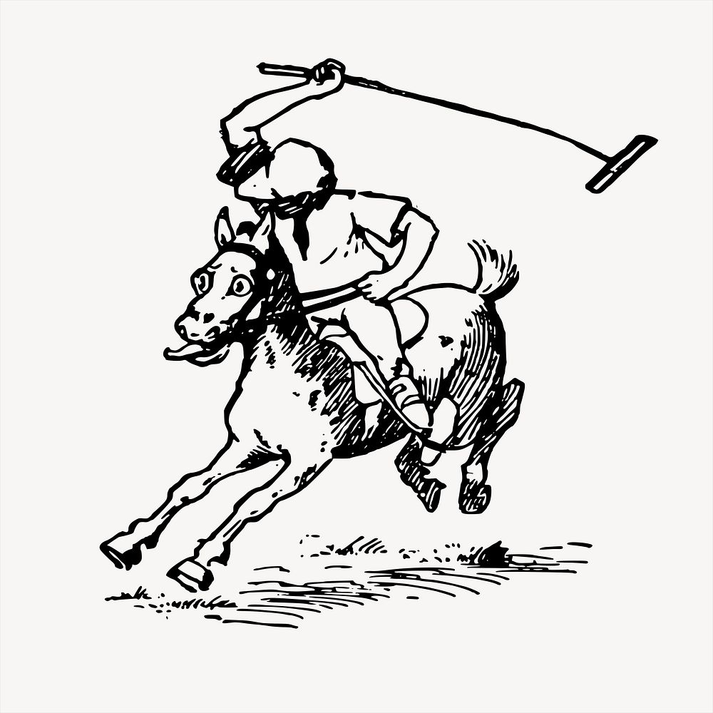 Polo sports   clipart, vintage hand drawn vector. Free public domain CC0 image.