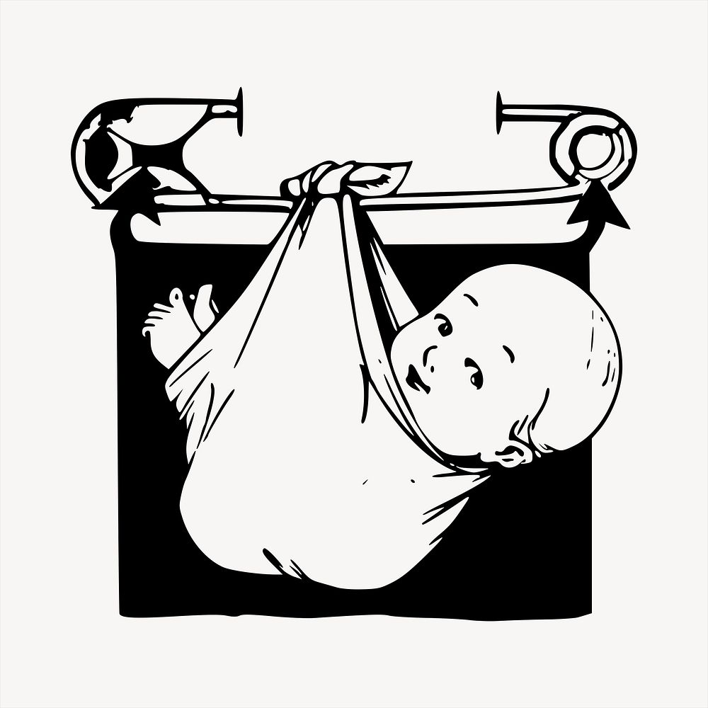 Baby  clipart, vintage hand drawn vector. Free public domain CC0 image.