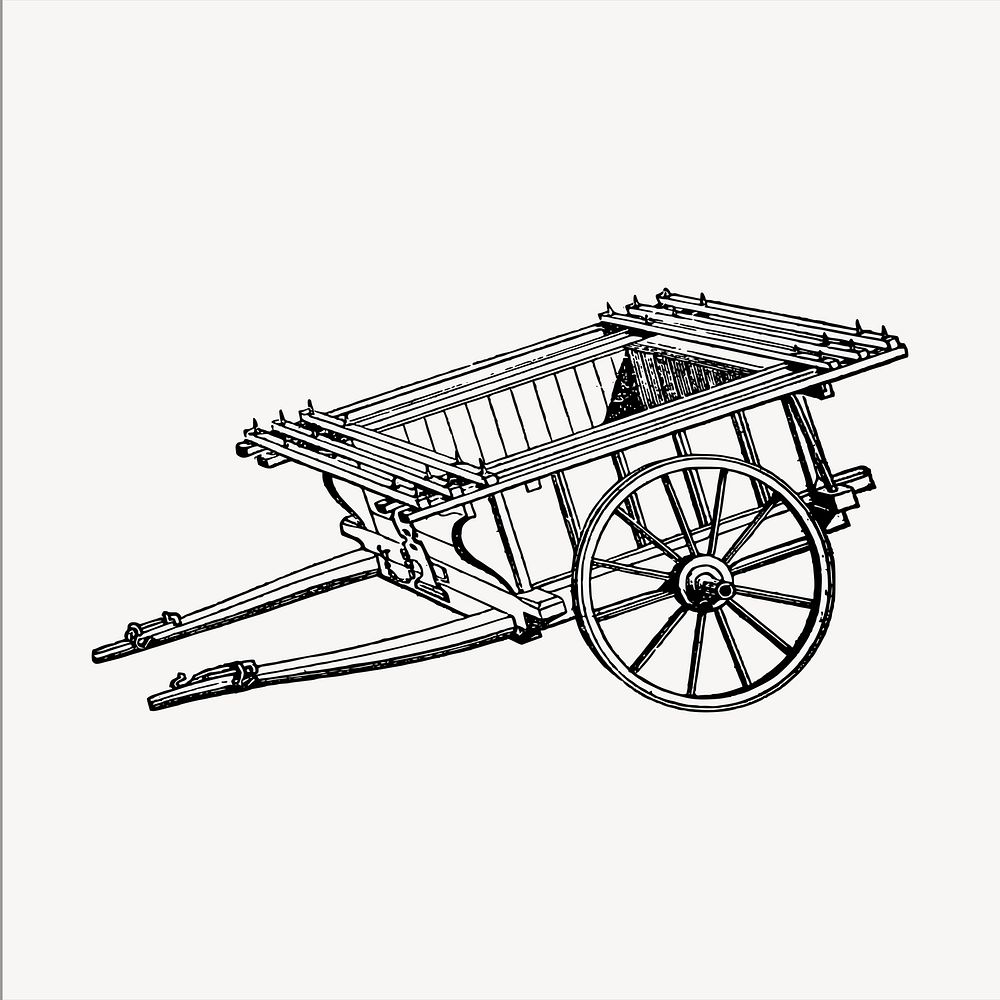 Wagon  clipart, vintage hand drawn vector. Free public domain CC0 image.