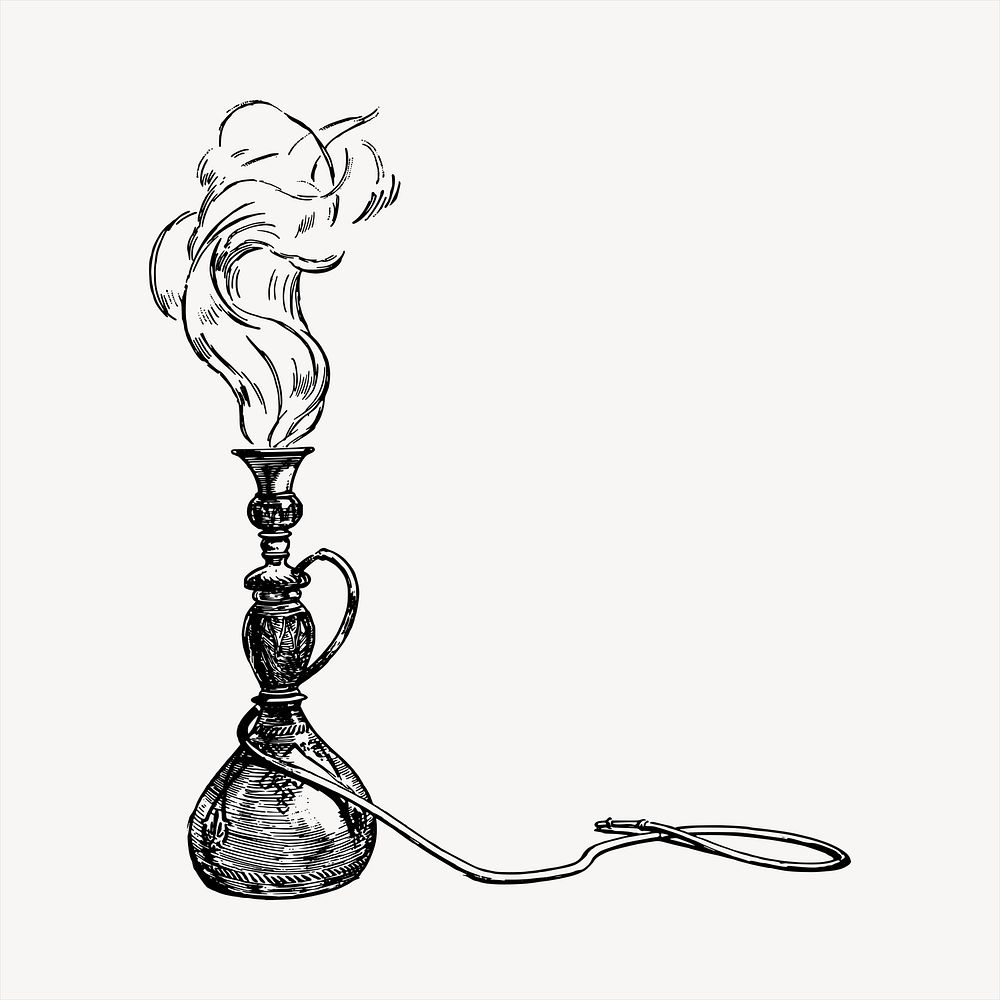 Hookah, smoking clipart, vintage hand drawn vector. 