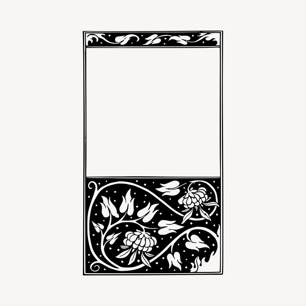 Floral frame  clipart, vintage hand drawn vector. Free public domain CC0 image.