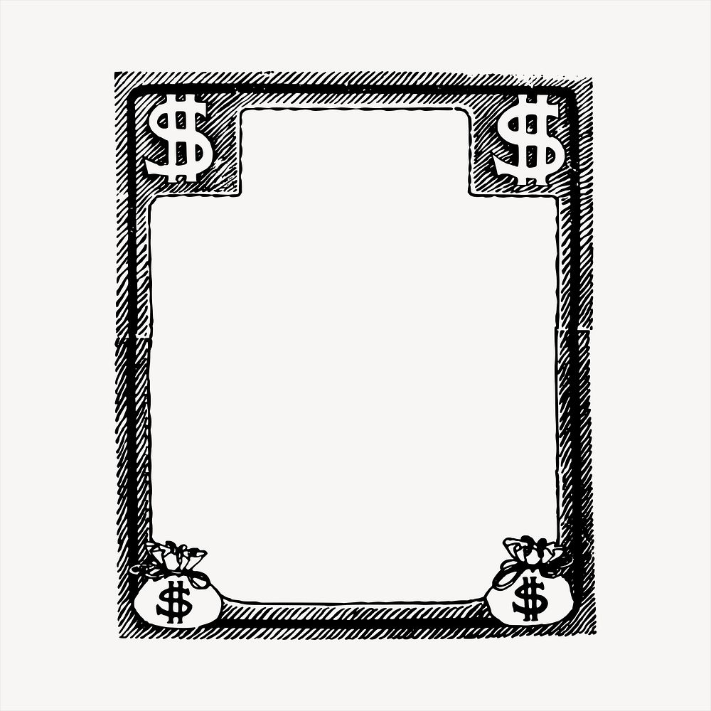 Money frame  clipart, vintage hand drawn vector. Free public domain CC0 image.