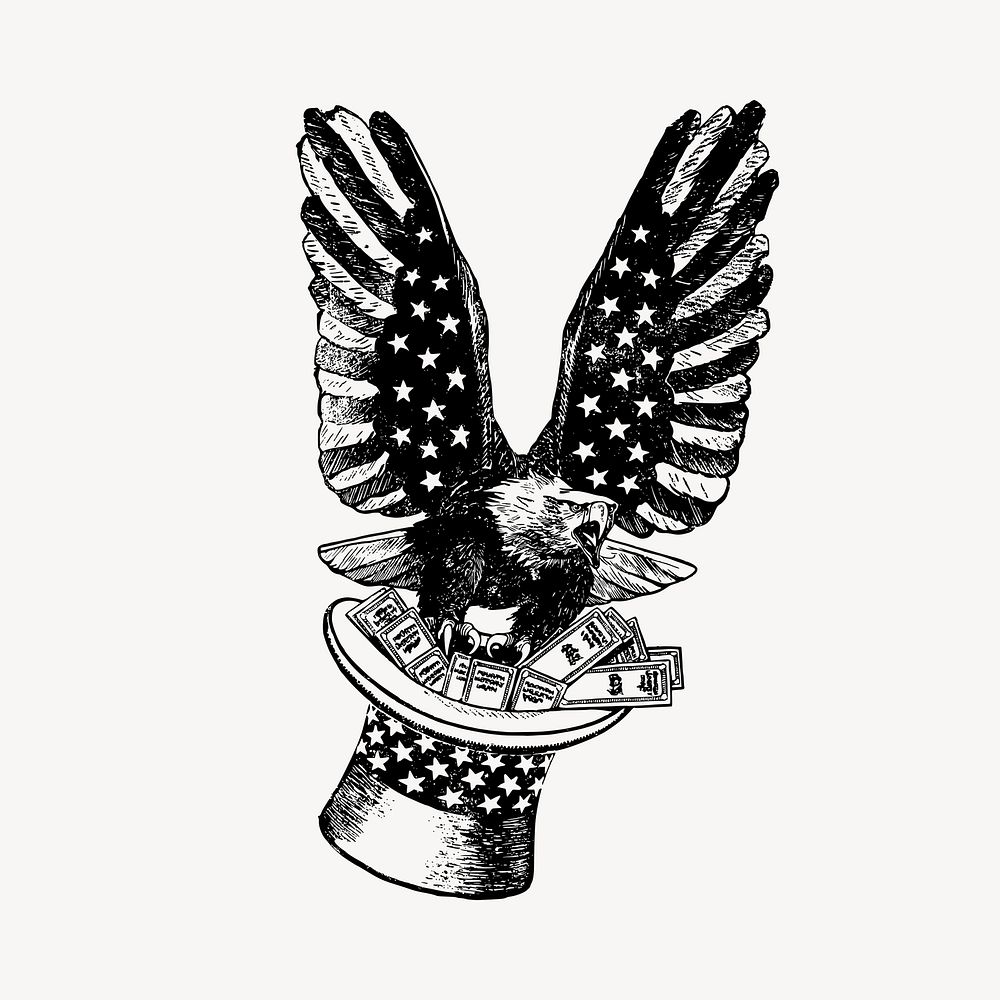 American eagle bird  clipart, vintage hand drawn vector. Free public domain CC0 image.