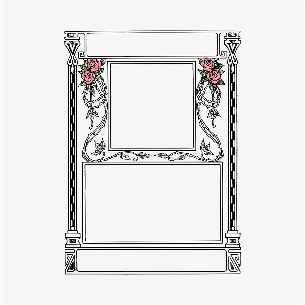 Rose door frame  clipart, vintage hand drawn vector. Free public domain CC0 image.