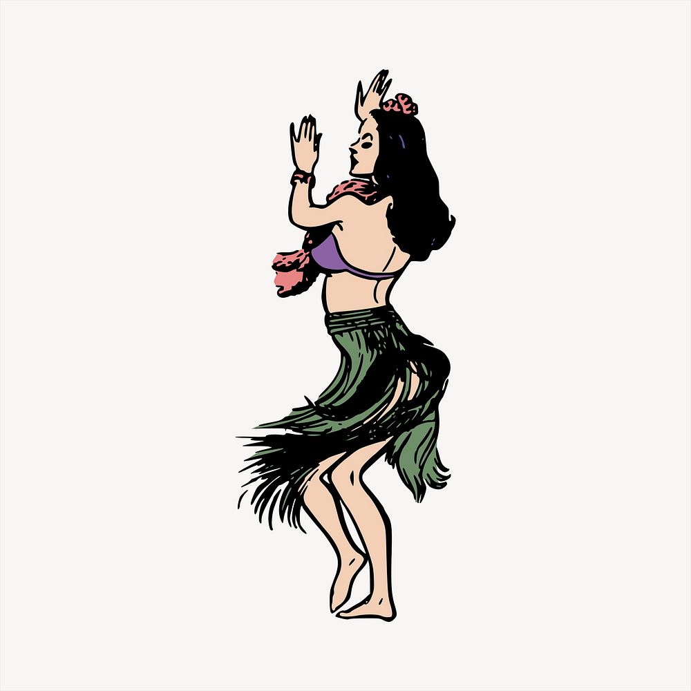 Hula dancer  clipart, vintage hand drawn vector. Free public domain CC0 image.