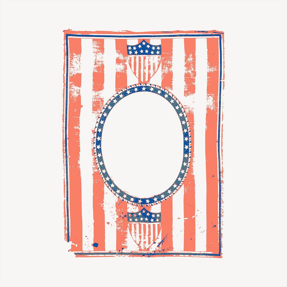 American patriotic frame  clipart, vintage hand drawn vector. Free public domain CC0 image.