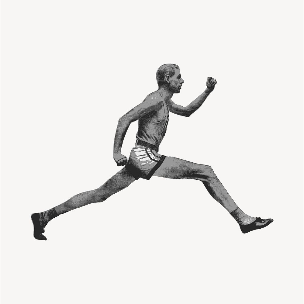 Sprint runner   clipart, vintage hand drawn vector. Free public domain CC0 image.