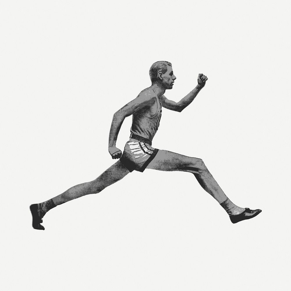 Sprint runner  drawing, vintage illustration psd. Free public domain CC0 image.