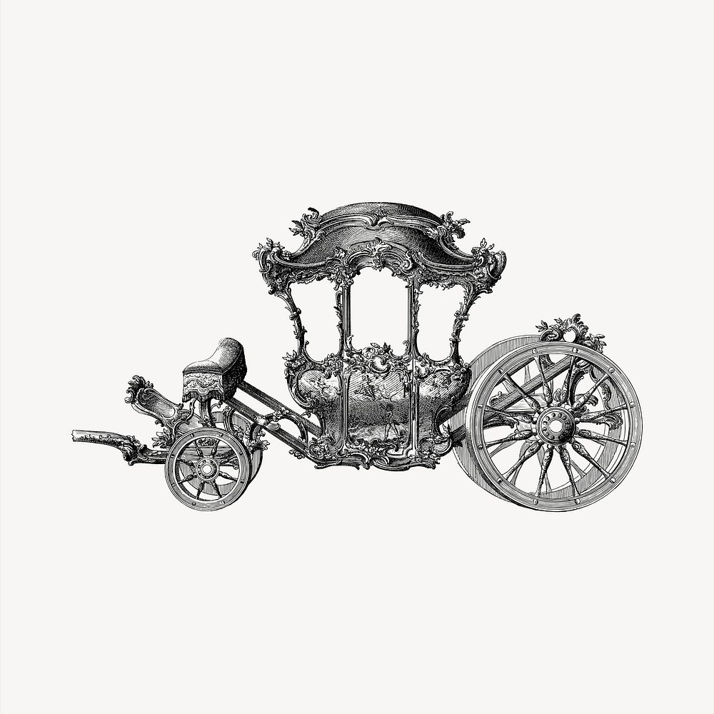 Stagecoach  clipart, vintage hand drawn vector. Free public domain CC0 image.