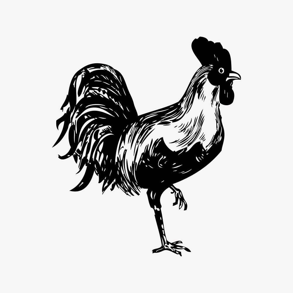 Chicken collage element, drawing illustration vector. Free public domain CC0 image.