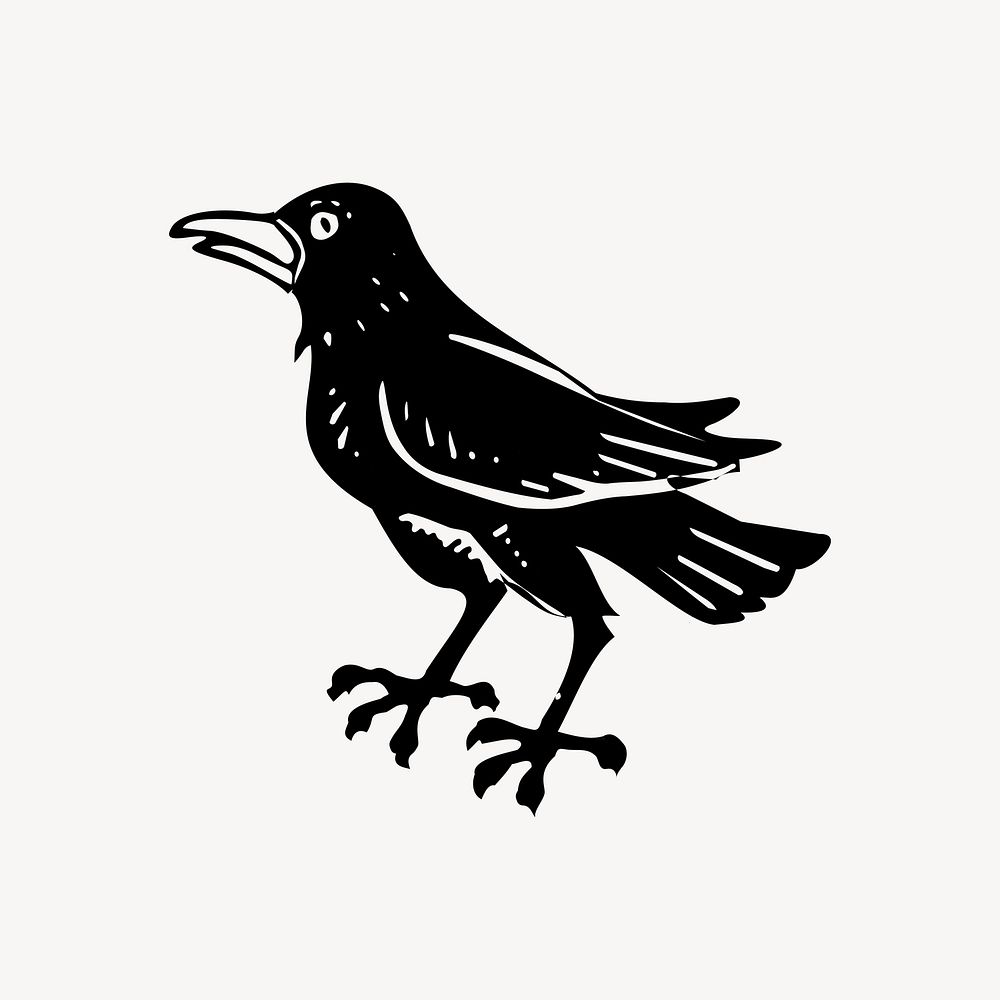 Bird collage element, drawing illustration vector. Free public domain CC0 image.