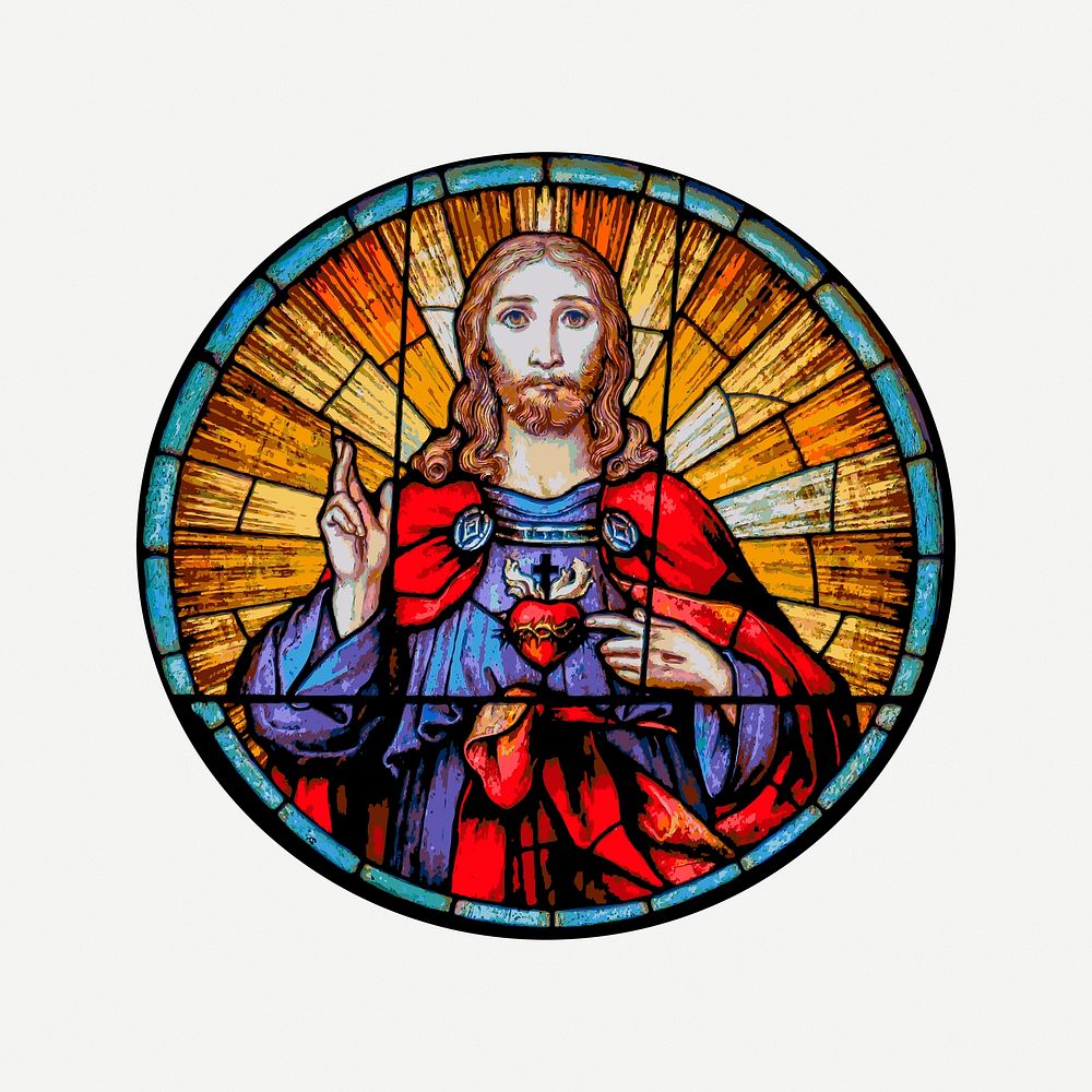 Stained glass Jesus clipart, vintage illustration psd. Free public domain CC0 image.