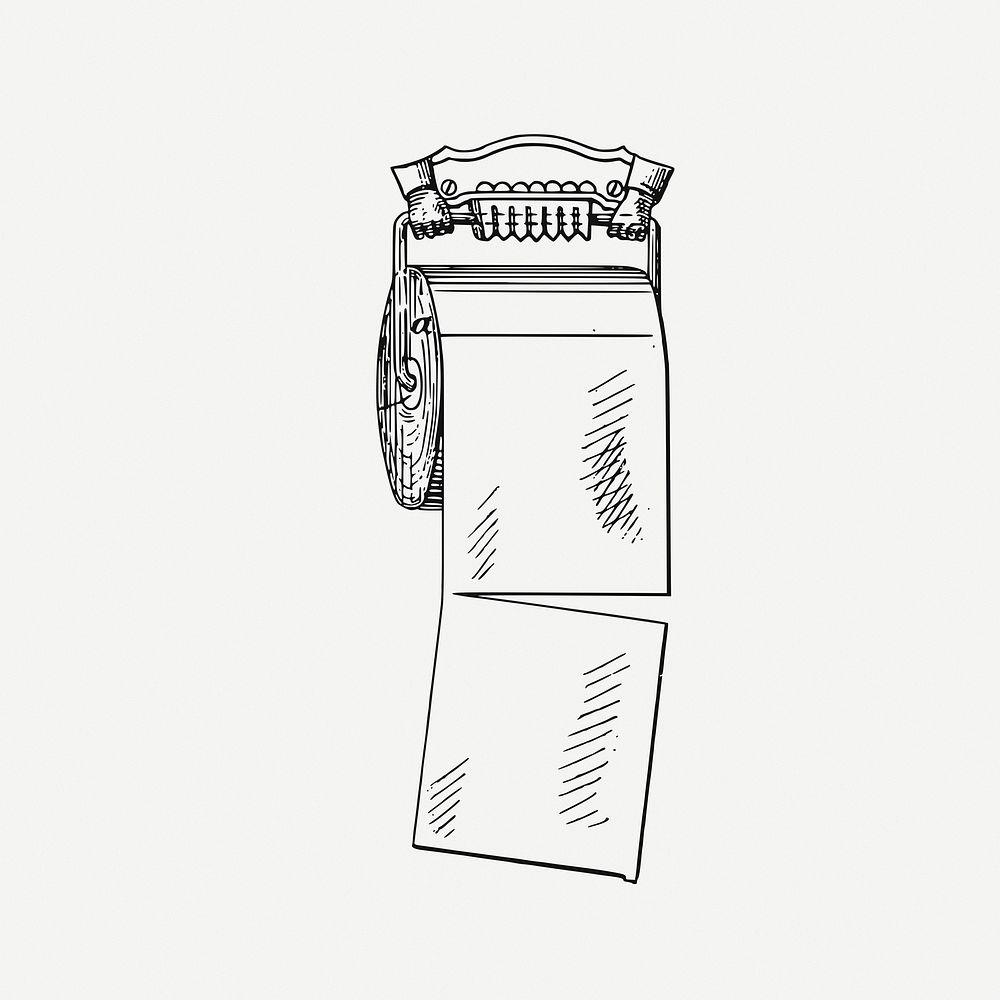 Toilet paper roll clipart, vintage illustration psd. Free public domain CC0 image.