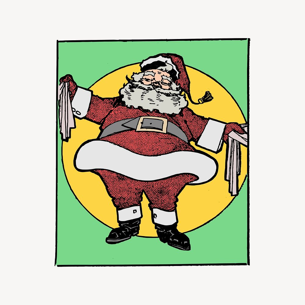 Santa Claus collage element, drawing illustration vector. Free public domain CC0 image.