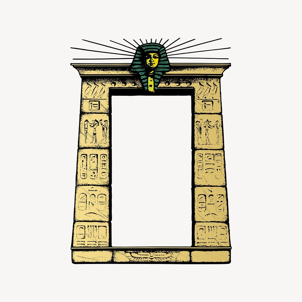 Egyptian frame collage element, drawing illustration vector.