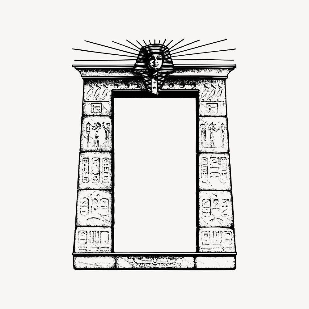 Egyptian frame collage element, drawing illustration vector. Free public domain CC0 image.