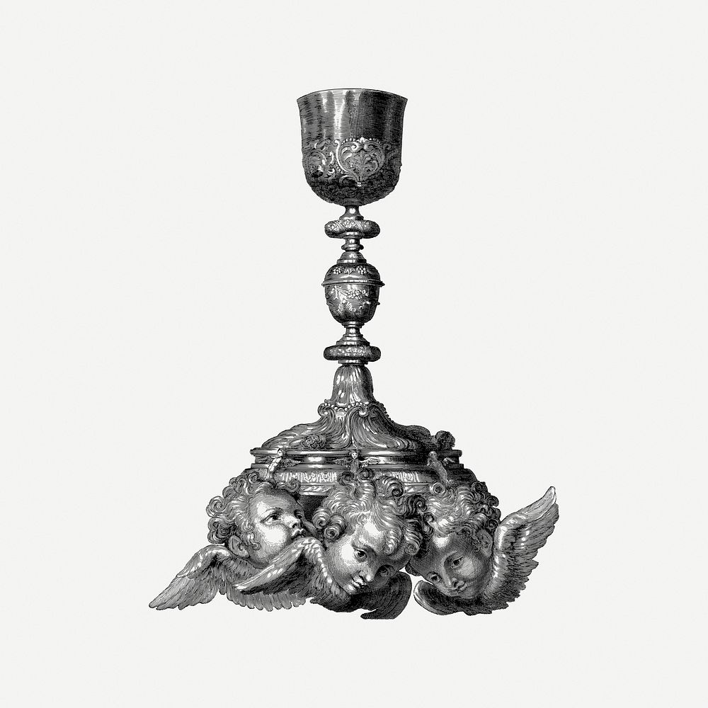 Angelic chalice clipart, vintage illustration psd. Free public domain CC0 image.