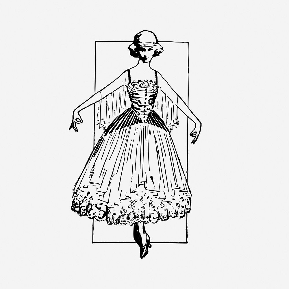 Ballet dancer, vintage drawing illustration. Free public domain CC0 image.