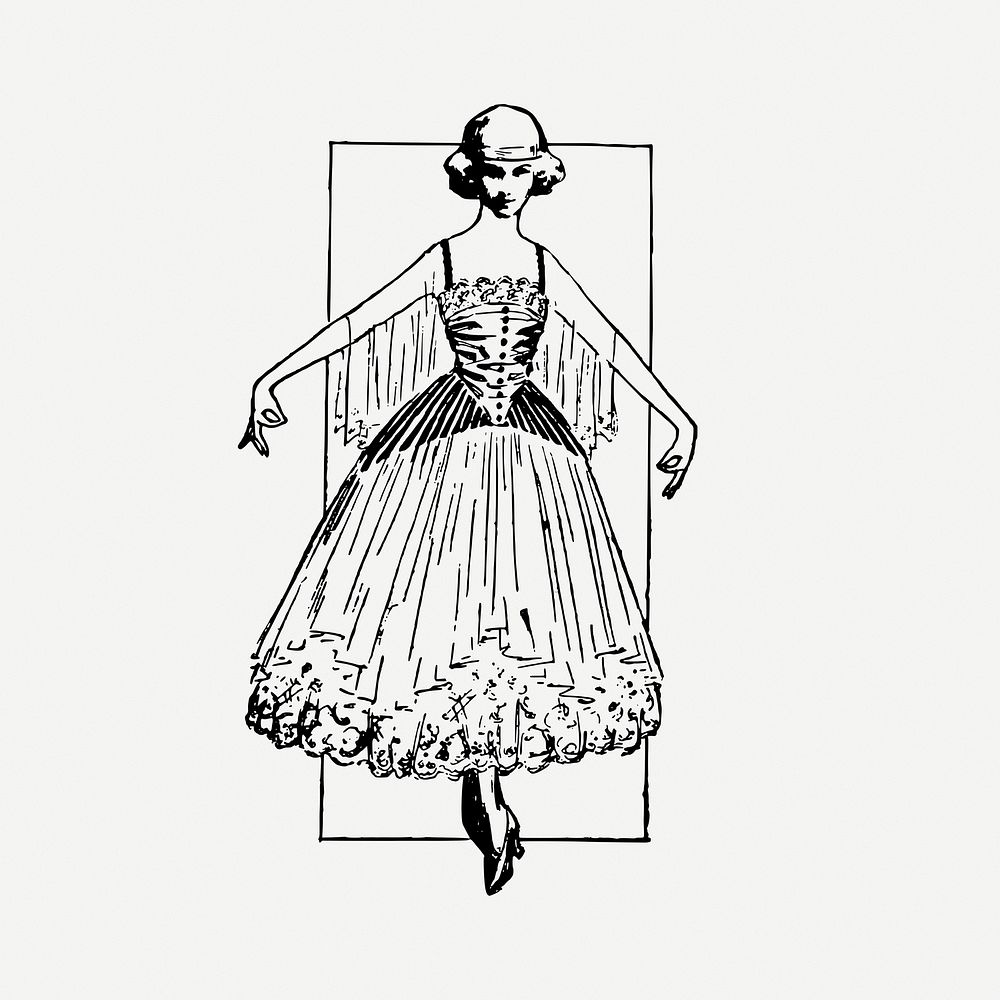 Ballet dancer clipart, vintage illustration psd. Free public domain CC0 image.