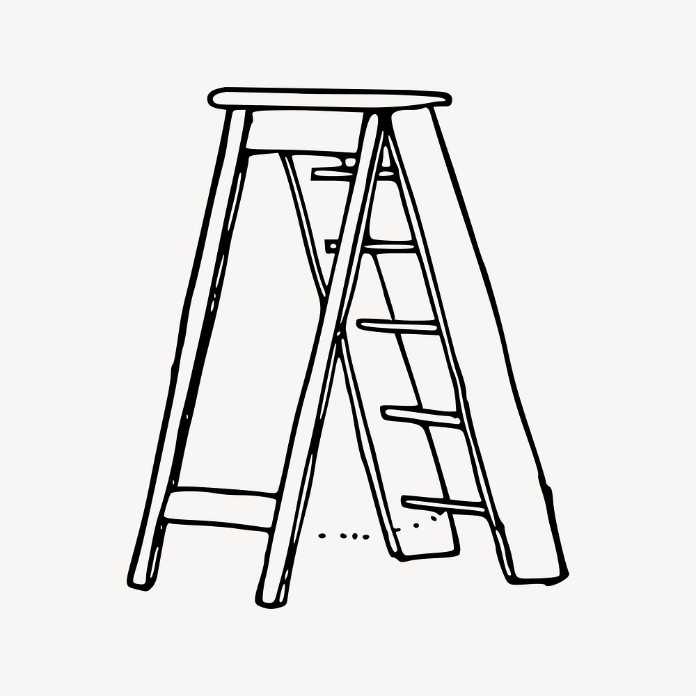 Portable stairs collage element, drawing illustration vector. Free public domain CC0 image.