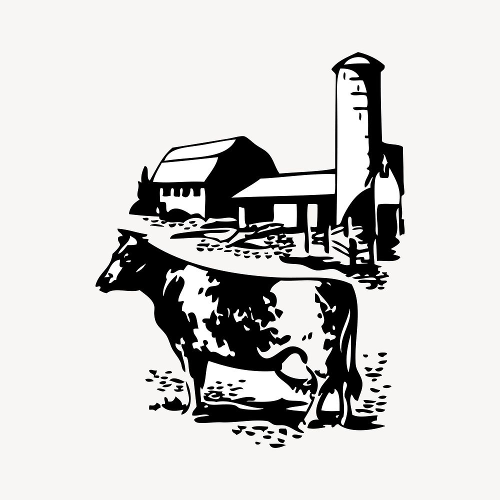 Farm clipart, vintage illustration vector. Free public domain CC0 image.