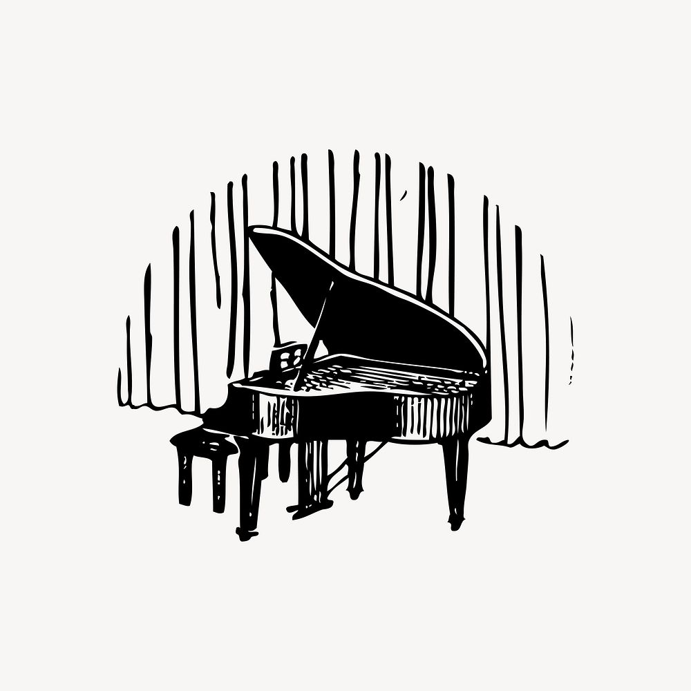 Piano clipart, vintage illustration vector. Free public domain CC0 image.