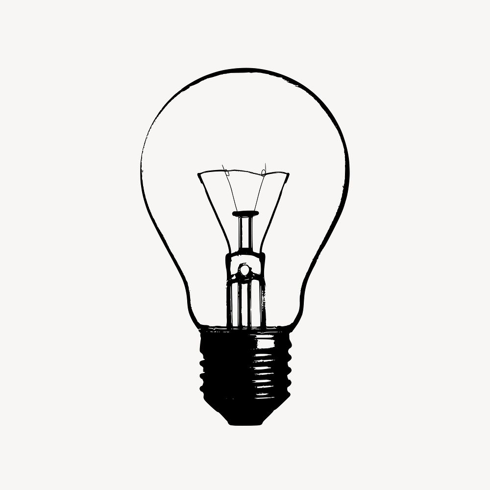 Light bulb clipart, vintage illustration vector. Free public domain CC0 image.