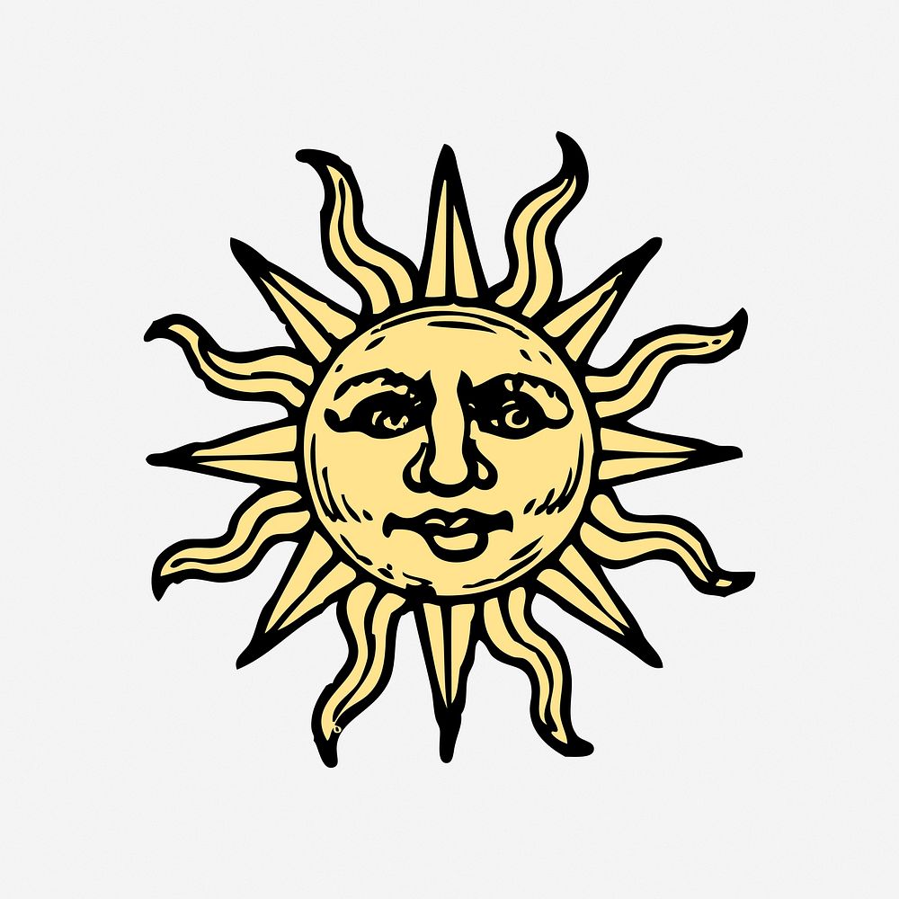 Sun illustration. Free public domain CC0 image.