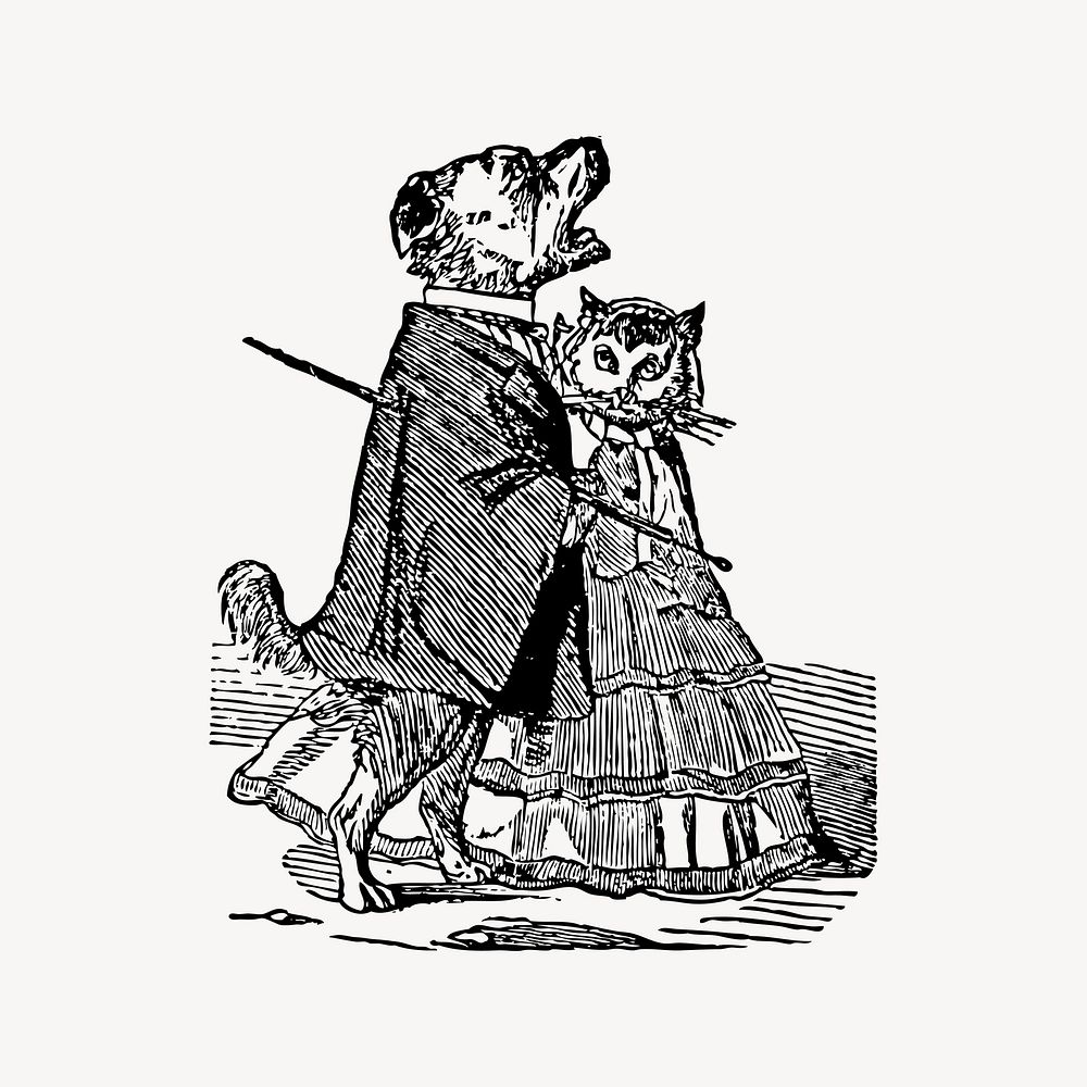 Animal show clipart, vintage illustration vector. 