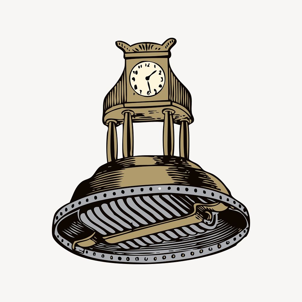 Clock clipart, vintage illustration vector. Free public domain CC0 image.