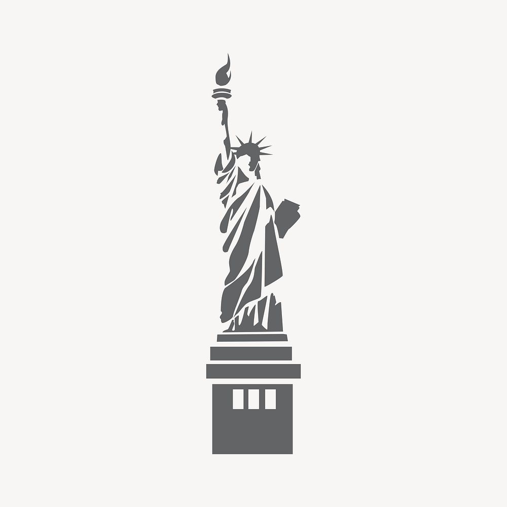 Statue of Liberty clipart, vintage illustration vector. 