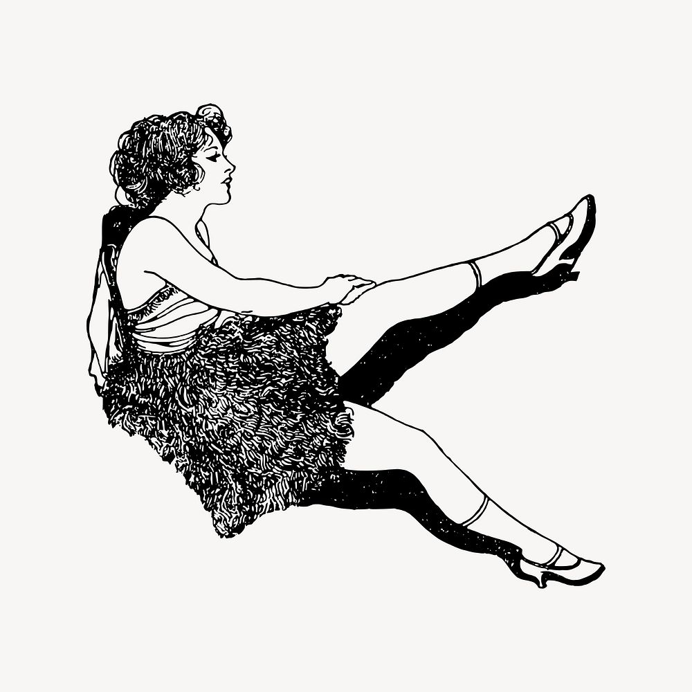 Woman dancer clipart, vintage illustration vector. Free public domain CC0 image.