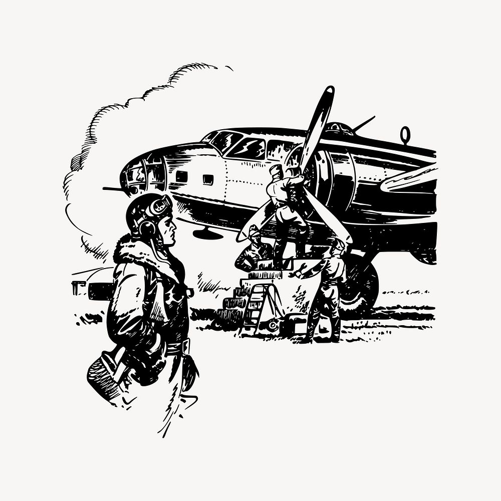 Airforce clipart, vintage illustration vector. Free public domain CC0 image.