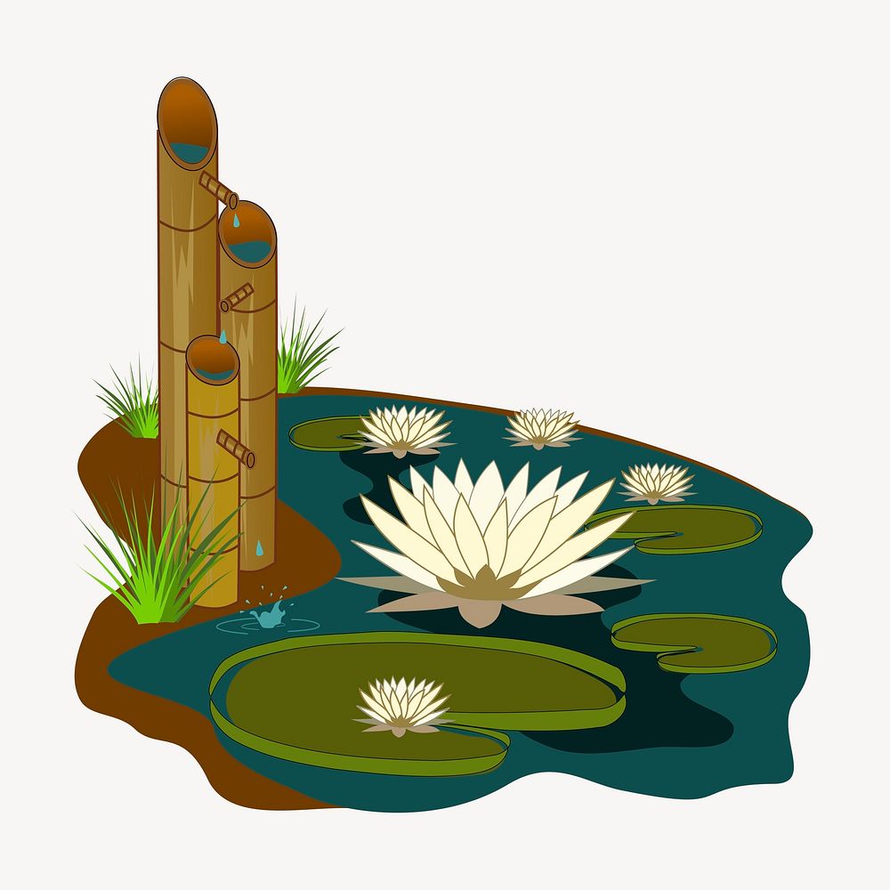 Lotus flower clipart, pond illustration vector. Free public domain CC0 image
